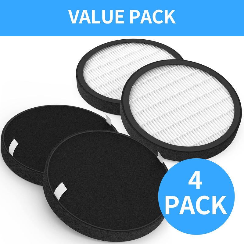 4-Pack Halo Replacement Filter, Compatible with Pure Enrichment PureZone Halo Air Purifier PEAIRDSK, 2-in-1 Filters 4-Pack
