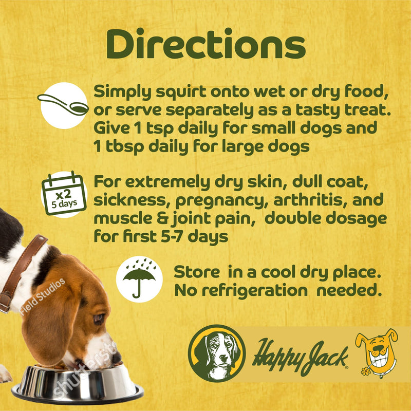Happy Jack Cod Liver Fish Oil for Dogs Skin and Coat Supplement, Brain, Eyes, Bones, Hip, Joint, Heart & Immune System Health, Energy Booster (16 oz), Omega 3 with EPA & DHA, Vitamin A & D - PawsPlanet Australia