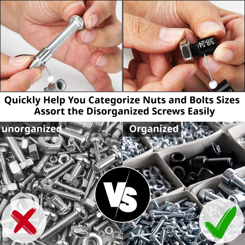 Nut and Bolt Thread Checker, Bolt Size Finder, 45 Male/Female Thread Gauges (24 Inch & 21 Metric) Thread Checker Standard and Metric, Bolts and Nut Identifier Gauge 45 Gauges (24 Inch & 21 Metric)