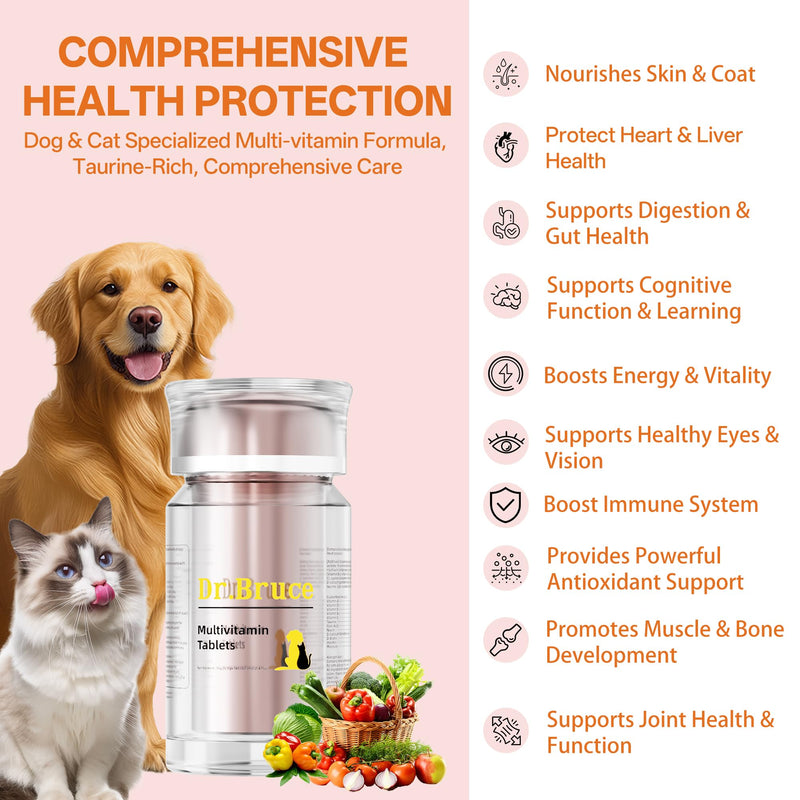 Dog Multivitamin，Pet Vitamins and Supplements，16-in-1 Vitamin Formula with Taurine，Canine Complete Enhanced Multivitamin，Hip & Joint Support, Digestive Health, Immune Support，Skin and Fur Supplements