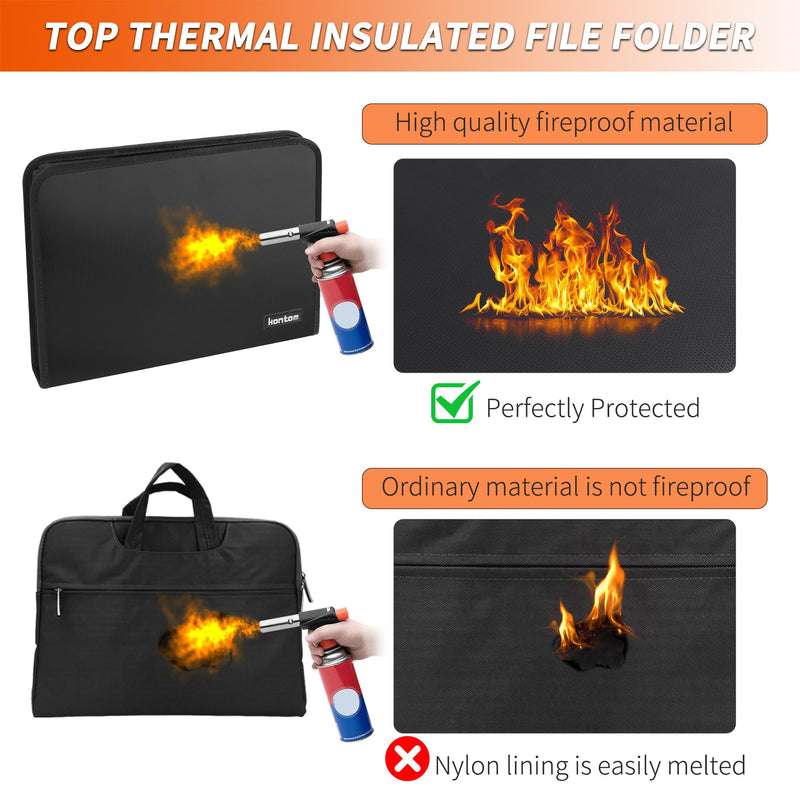 Hontom Accordion File Organizer,13 Pockets Fireproof Expanding File Folder with Multi Pockets,Portable Business Fire Safe Storage Document Organizer Folder with Zipper for Documents and File Black 13 Pockets