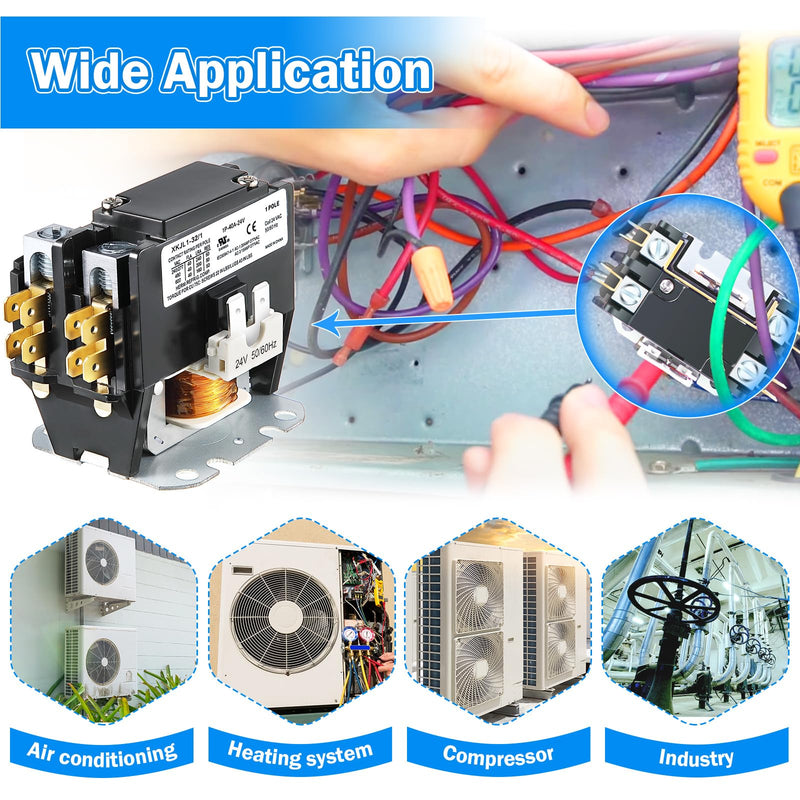 Carrier HVAC Motor Contactor, 1 Pole 24V Coil 40 Amp AC Contactor Furnace Replacement Relays, AC Definite Purpose Relays, Air Conditioner Condenser Compressor