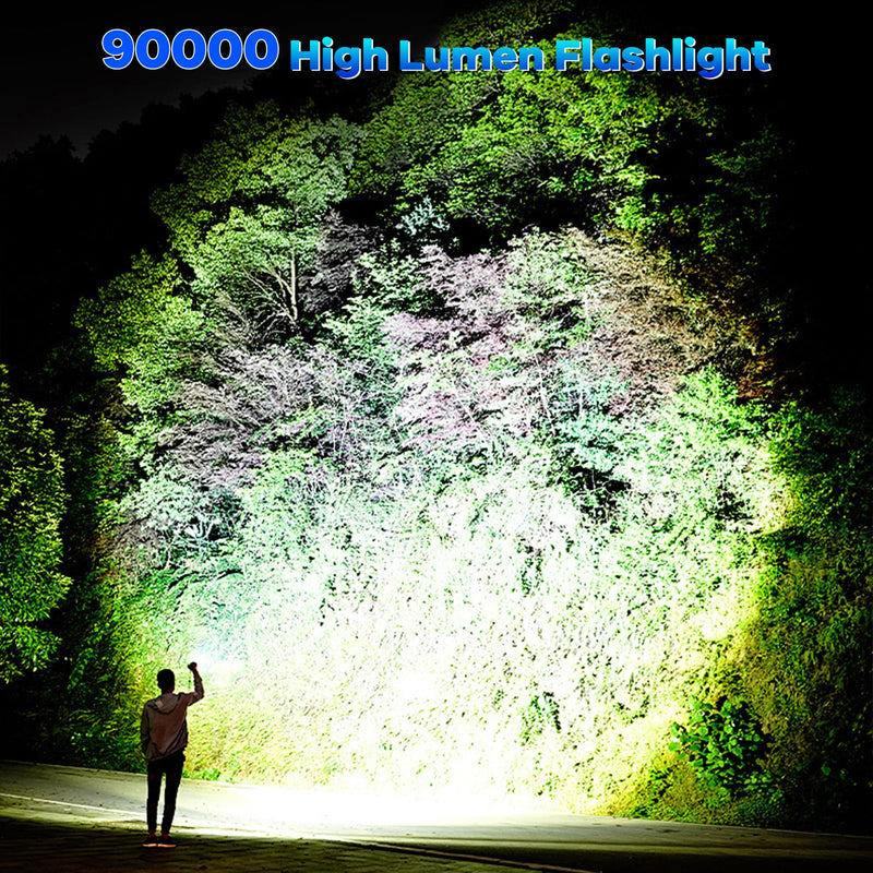 Rechargeable Flashlights 90,000 High Lumens - 2 Pack, Super Bright Flash Light with 7 Lighting Modes, 24H Long Life Powerful Flashlight with Side Light, IPX7 Waterproof Flashlight for Camping Home