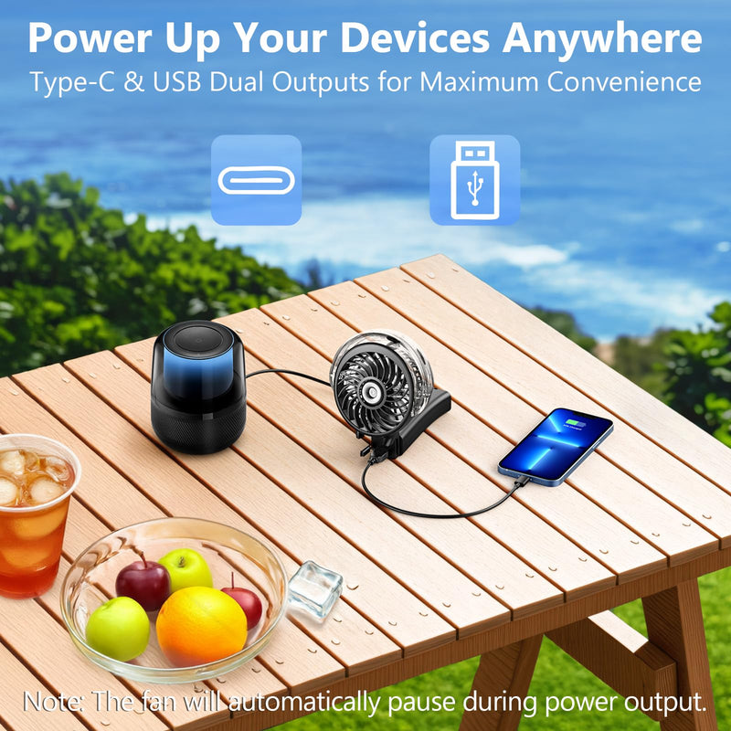 6000mAh Portable Handheld Misting Fan as Backup Power, 50ml XL Water Tank, 20H Runtime 3 Speeds, 180° Foldable Rechargeable Mist Fan for Travel, Outdoors, Makeup - Black