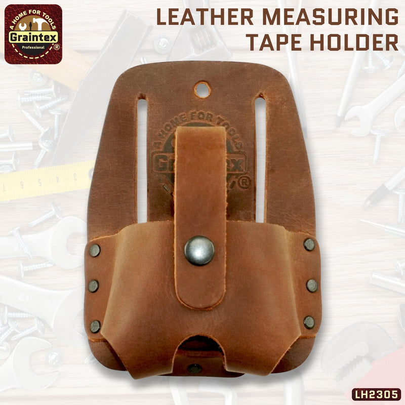 Graintex LH2305 Measuring Tape Holder Top Grain Leather, Wide Belt Tunnel Slot