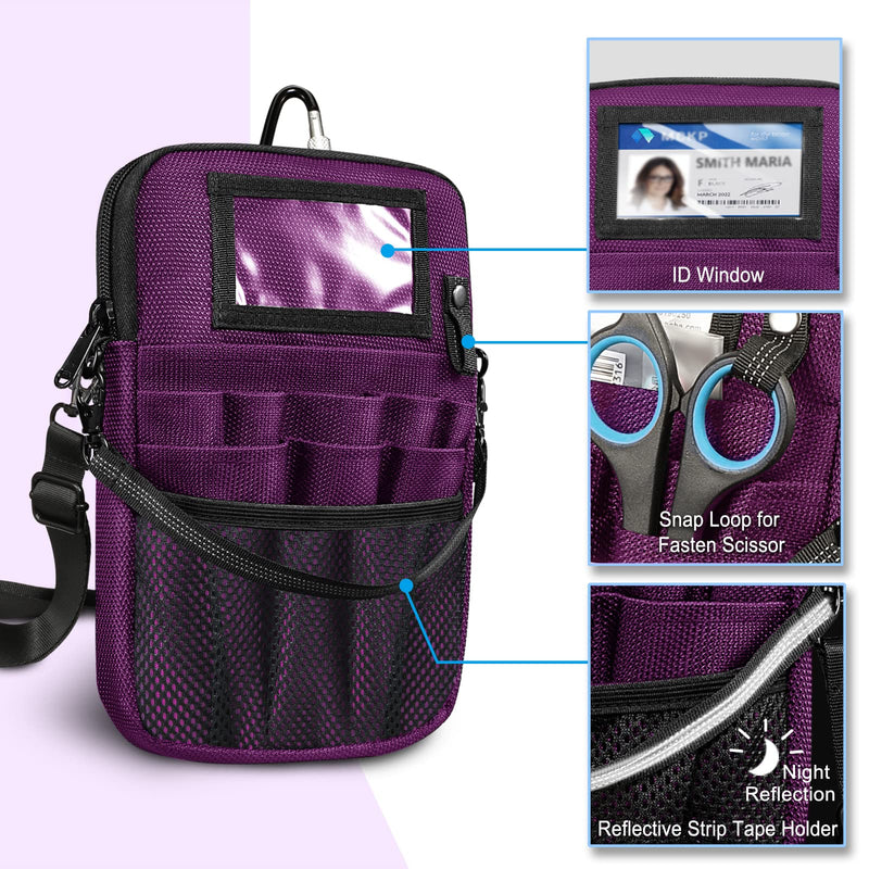 Nurse Fanny Pack with Tape Holder, SITHON Multi Compartment Medical Gear Pocket Belt Bag Nursing Organizer Pouch | Utility Waist Pack for Stethoscopes, Bandage Scissors Other Medical Supplies, Purple