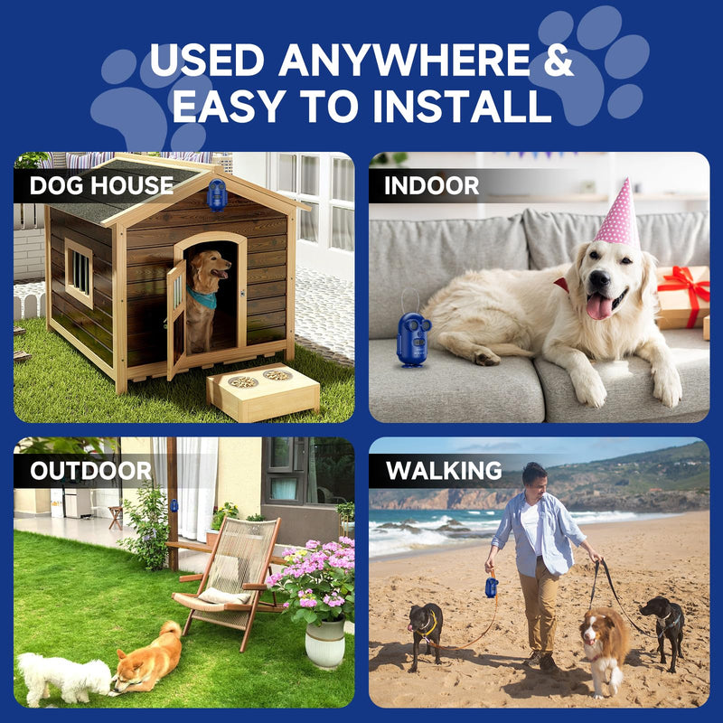 15-30kHz Adjustable Dog Bark Deterrent Devices with IPX5 Waterproof, 2-in-1 Fast Charging Anti Barking Silencer - Ideal for Outdoor and Indoor 1PACK-BLUE