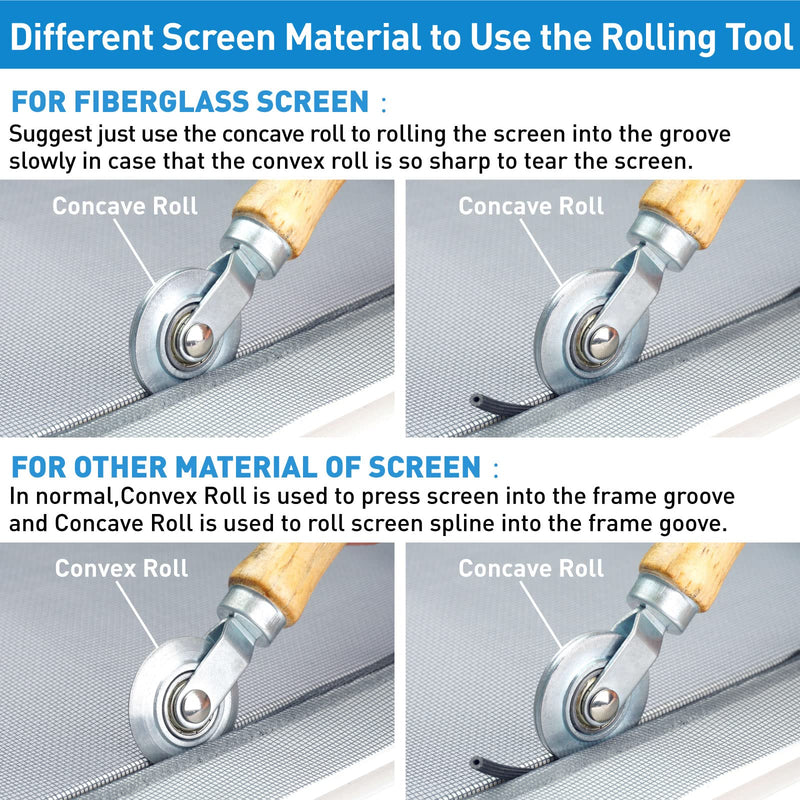 Screen Repair Kit, 5 in 1 Screen Tool - Screen Roller Tool, Spline Removal Hook,Screen Clips, Retainer Spline (32 ft) and Screen Cutter for Replacing & Installing Door and Window Screens Black Spline