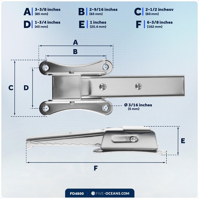 Five Oceans Folding Step, Folding Mast Step - Stainless Steel with Rubber Pad for Secure and Safe Access, 4-1/4 Inch (108mm) Step Length - Ideal for Marine Use - FO4800