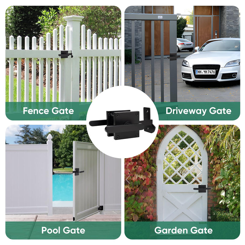 JUBEST Double Side Gate Latch, Heavy Duty Swinging Door Latch Gate Hardware for Left Inswing Outdoor Fence, Wooden Gates, Pool Gate, Backyard, Garden GL01