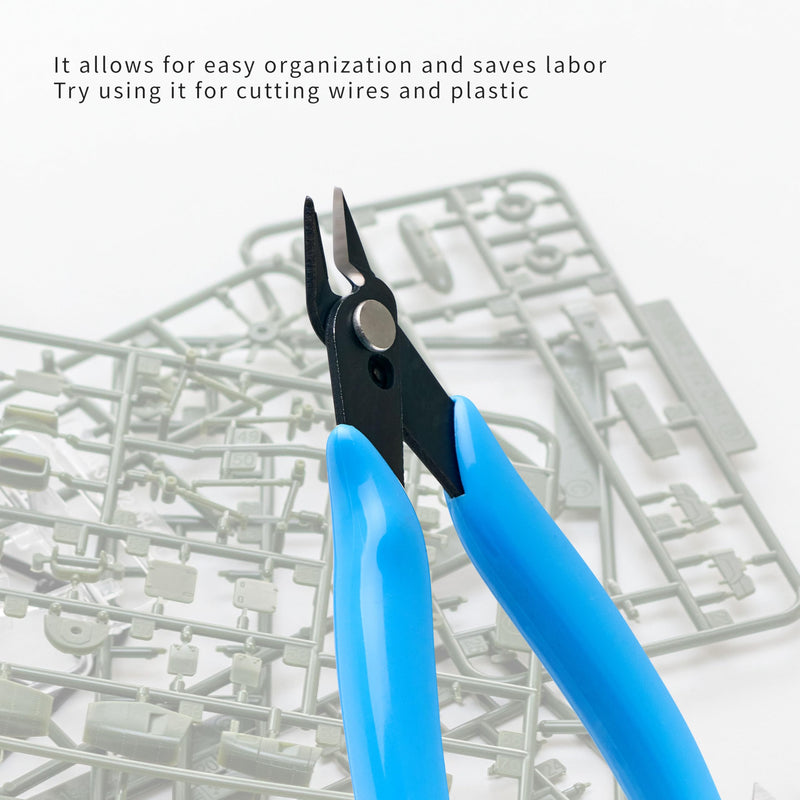LB2 5 Inch Model Nipper, Plastic Model Tools for Beginners, Sharp Blade Gundam Nipper with Non-Slip Grip, Spure Cutter for Electronics, Gunpla Model Building, Jewelry, Blue A