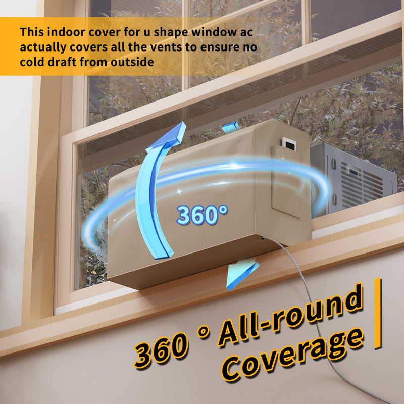 LBG Products Indoor Air Conditioner Covers for U-Shaped 8000/10000/12000 BTU Unit, All Side Covered,with Convenient Storage Side Bag,Window AC Cover for U AC Inside Unit,Block Cold Draft and Dust