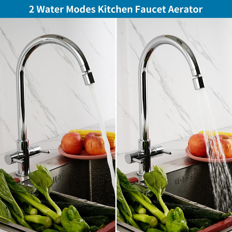Hibbent NSF/ANSI/CAN 61 Certified Faucet Aerator, CUPC Certification 360° Twist Kitchen Sink Aerator, Dual-function Sink Sprayer Attachment, Faucet Replacement Part 55/64'' Female Thread, Chrome Classic 360 Degree Faucet Aerator