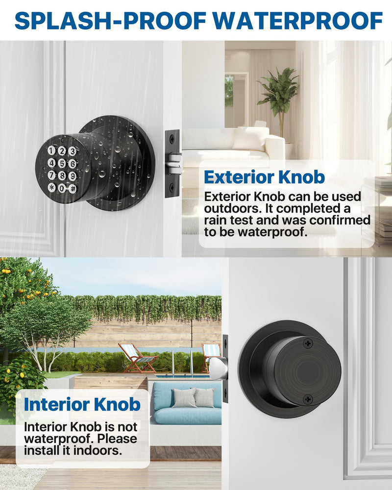 Keyless Entry Lock with Code, Digital Door Knob with Keypad for Bedroom Front Door Garage Home Apartment, Oil Rubbed Bronze 1 Pack