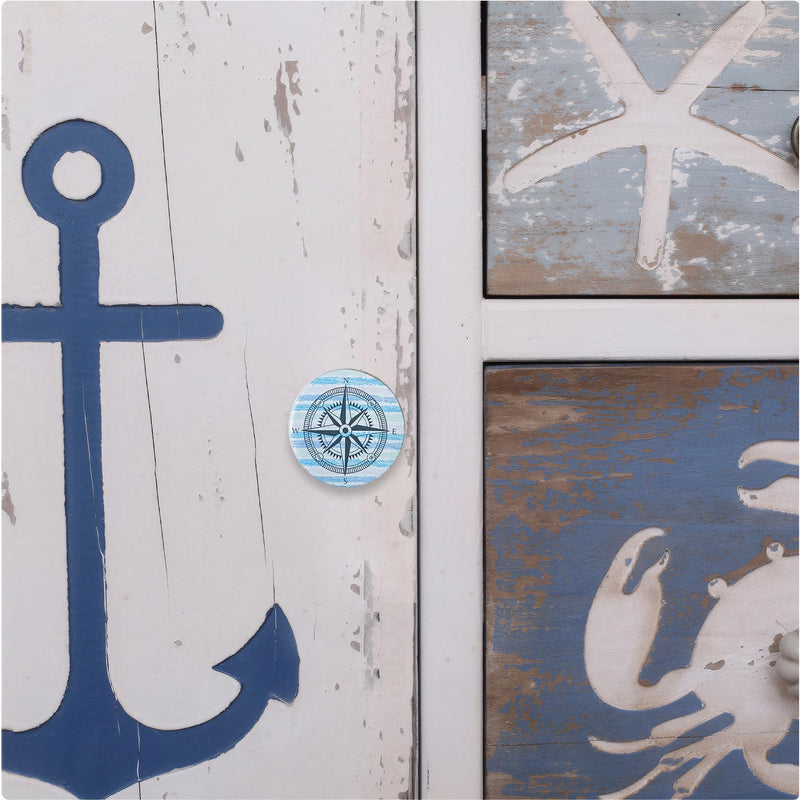 Set of 8 Wooden Vintage Nautical Coastal Beach Themed Kitchen Cabinet Furniture Dresser Drawer and Pulls1.8 X 1.8 Inches