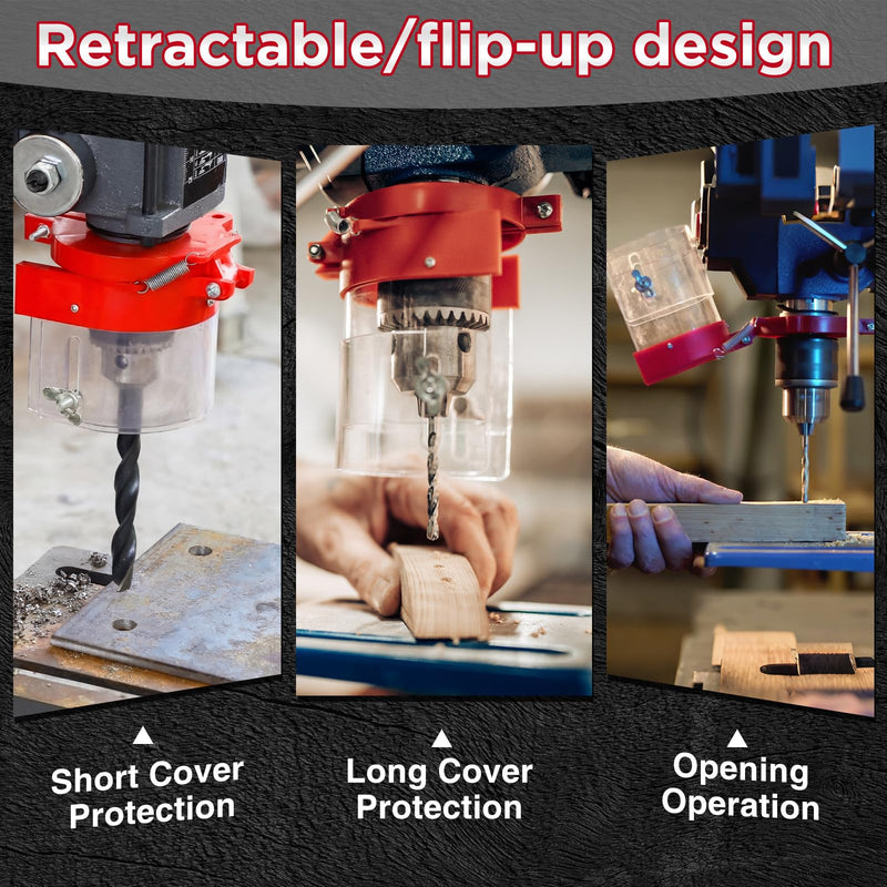 Drill Press Safety Guard with Adjustable Flip-up Shield, Clear Protective Cover Mount for Drill Press, Guard for Woodworking Metalworking(62mm) 62mm