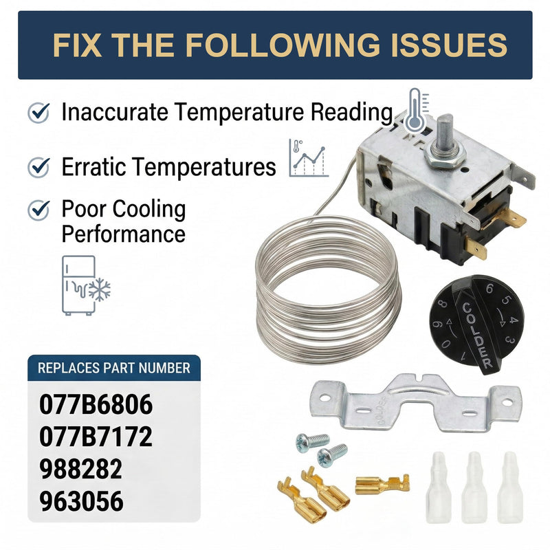 800366 Refrigerator Temperature Control Kit, Thermostat Cold Control Compatible with True Freezer/Cooler, Fits TSSU TPP TD TBB GDM T Series, Replaces 077B6806 077B7172 988282, 72" Coil Sensing