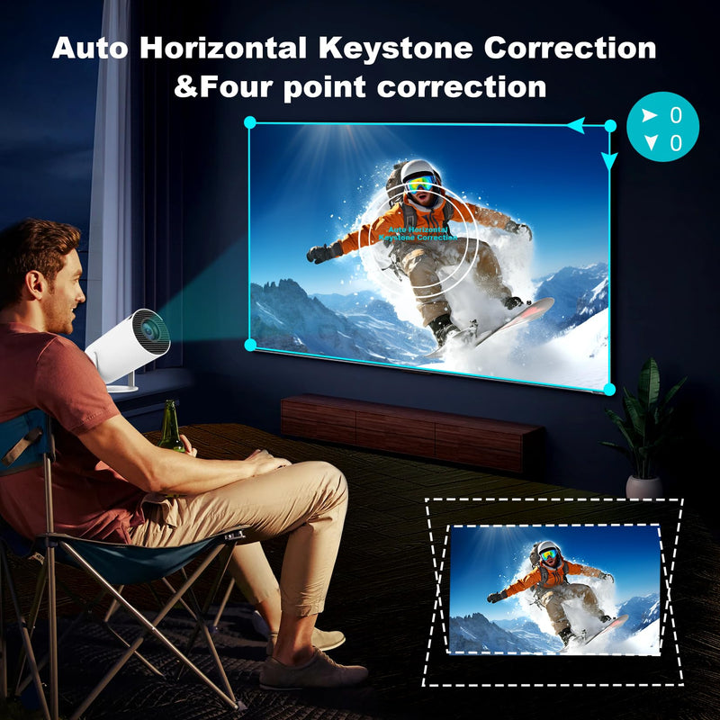 Mini Projector, HY300 PRO Portable Projector, Support 4K 1080P with Dual-Band WIFI6 5G Wireless 5.2 Bluetooth Android 13, 180° Rotatable, Auto Keystone Correction, 35"-130" Screen Video Projector HY300PRO