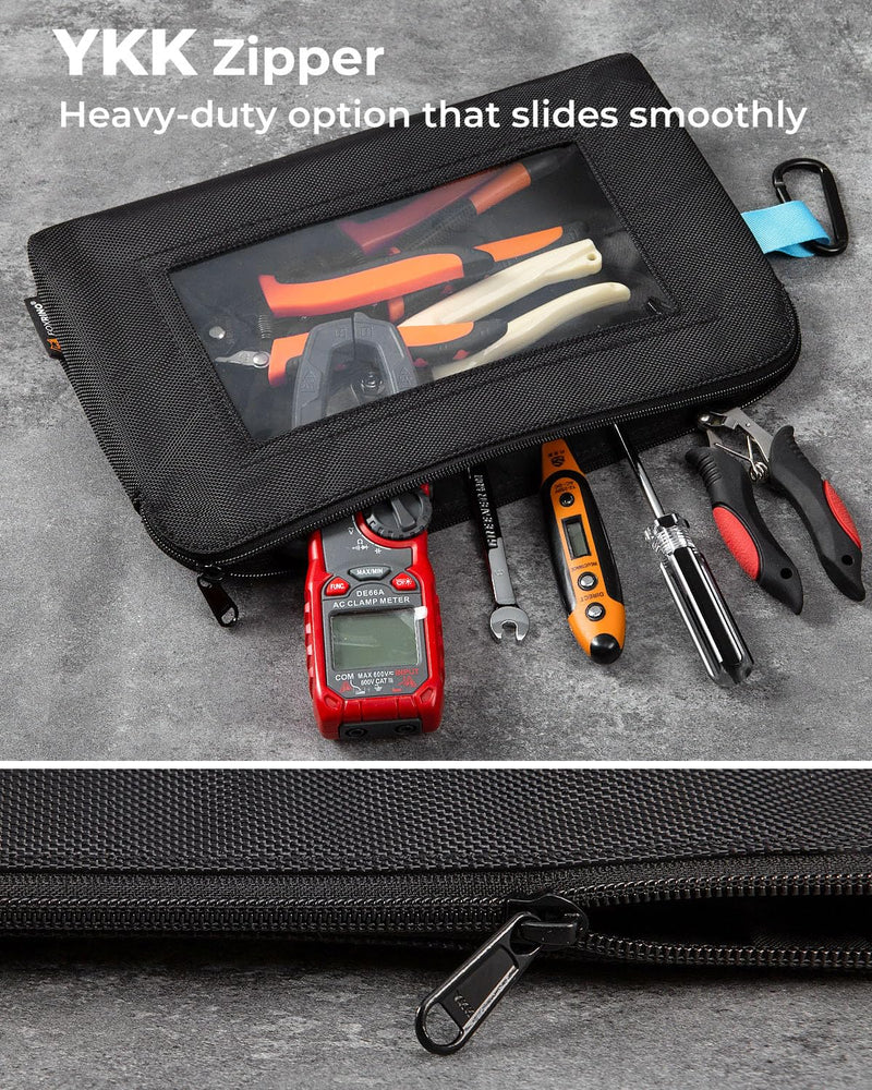 3 Pack Tool Pouch Zipper Bag, Heavy Duty Small Tool Bag with Clear Window, Multipurpose Storage Pouch for Tools, Gadgets, Cosmetics, Stationery, Travel Accessories 3 Pack, Clear