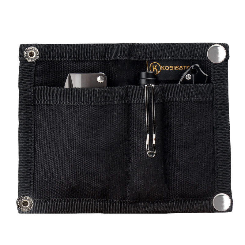 Kosibate EDC Pouch, EDC Organizer, Mini Tool Pouch for Knife/Flashlight/Tactical Pen/Card-Men's Slim Pocket Organizer for Daily Carry (Black) black Small