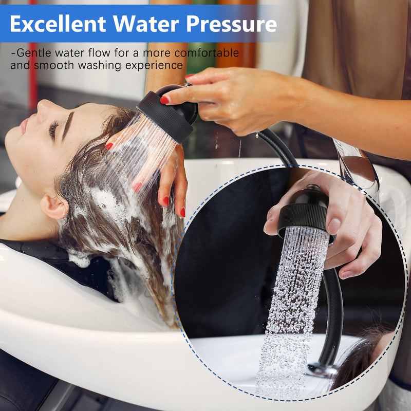 2 Pack UPC Certified Salon Shampoo Bowl Sprayer Head Hose Kit - 1/4" Thread to Attach Shampoo Bowl Faucet for Barber Shop Spa, Black Rubber Salon Sink Shampoo Bowl Hose Replacement Part 2 Pack