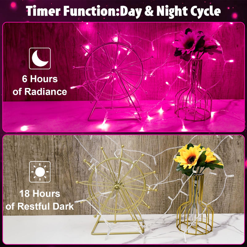 String Lights Outdoor Waterproof 9.8ft 30 LED, Pink Fairy Lights Battery Operated with Timer Clear Wire for Indoor & Outdoor Christmas Valentine's Day Decorations Garland Party Garden 1