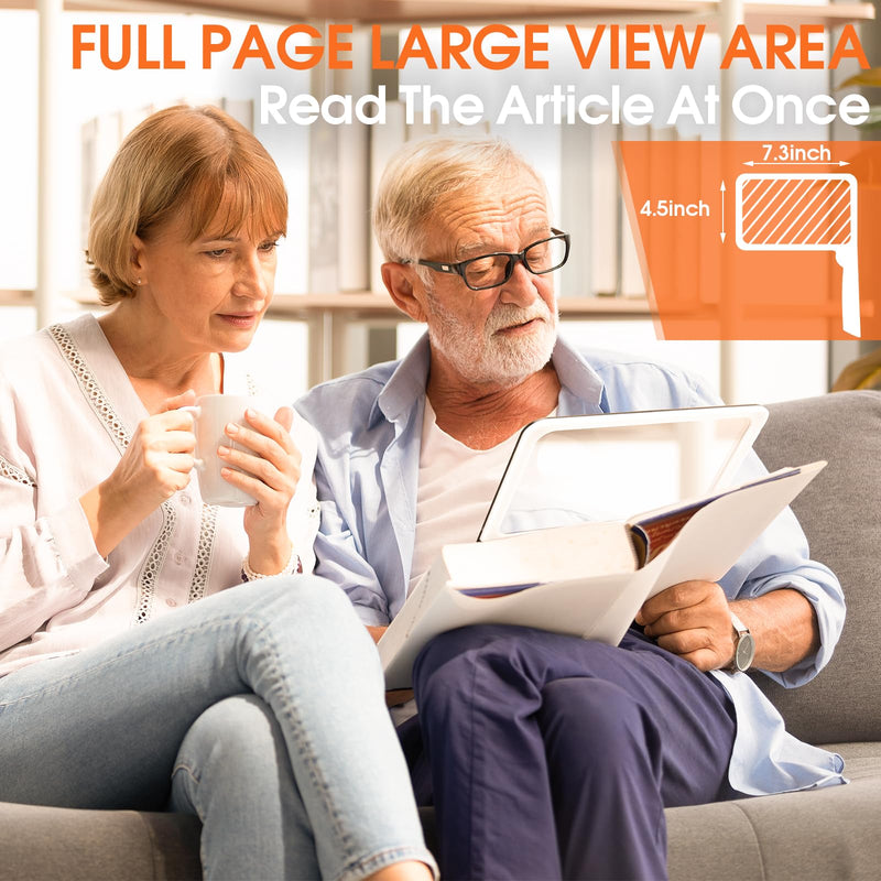 Large Magnifying Glass with Light, Full Page Magnifier 48LED Cold & Warm Light with 3 Modes, Folding Handheld Illuminated Lighted Magnifier for Seniors Low Vision Reading Inspection (Orange) Orange