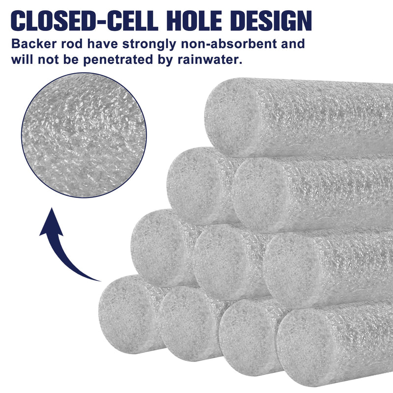 59FT Length Backer Rod Foam Caulk Saver for Concrete Filling, Joints and Gaps, 3/4 in Diameter x 59FT Length (Grey) 3/4 Inch x 59 Ft