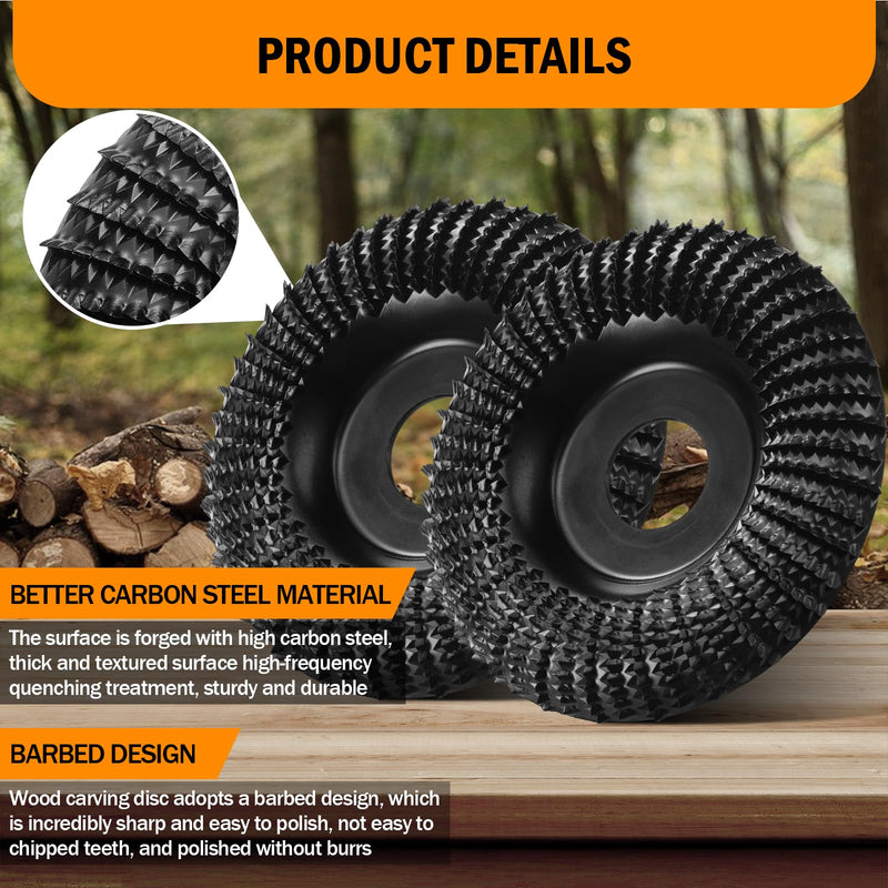 Wood Carving Disc 4.5 Inch,Wood Stump Grinder,Angle Grinding Wheel with 7/8”Arbor for Wood Carving, Shaping, Working,Tree Stump Remover（4.5'' x 7/8'' Arbor） 4-1/2'' x 7/8'' Arbor