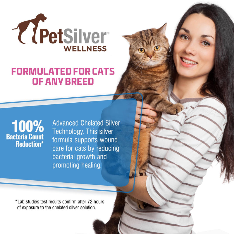 PetSilver Wound & Skin Spray for Cats - Chelated Silver, Superior to Colloidal Silver - Wound Care, Allergy & Itch Relief, Hot Spot Treatment for Cats - Natural Skin Soother - Made in USA - 2 fl oz - PawsPlanet Australia