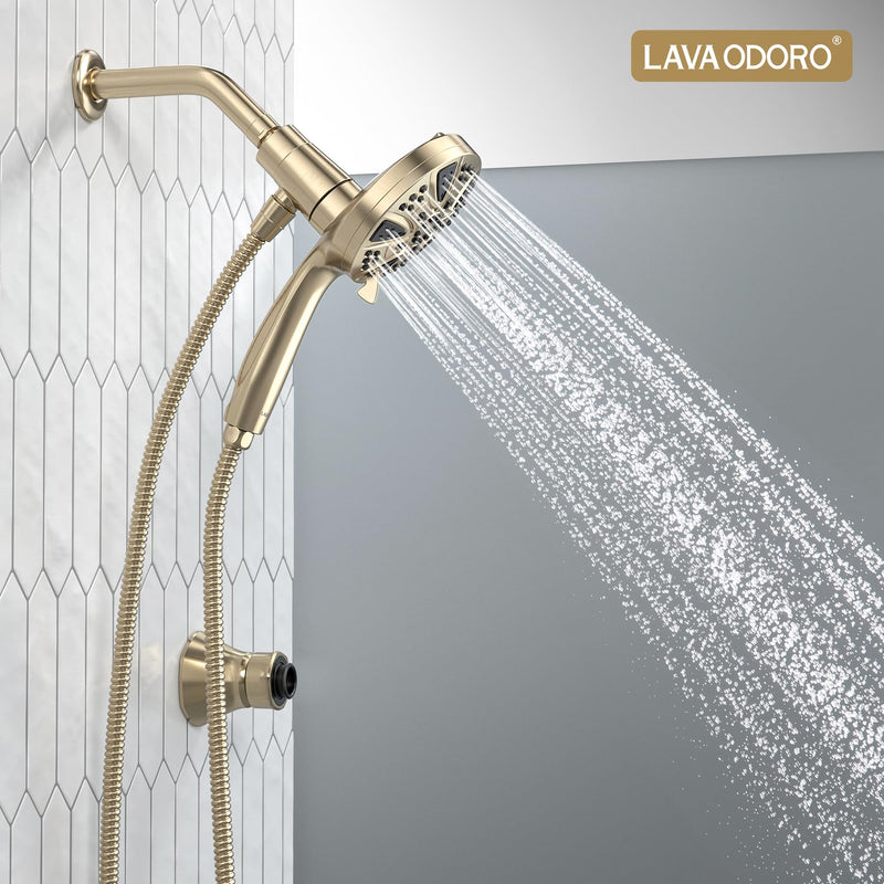 LAVA ODORO Handheld Shower Head with Magnetic Docking System Champagne Gold With Dock
