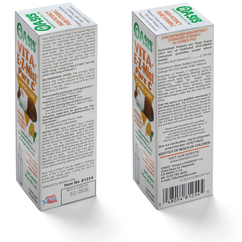 Oasis Guinea Pig Pure C Vita E-Z Mist Supplement, 2 oz - PawsPlanet Australia