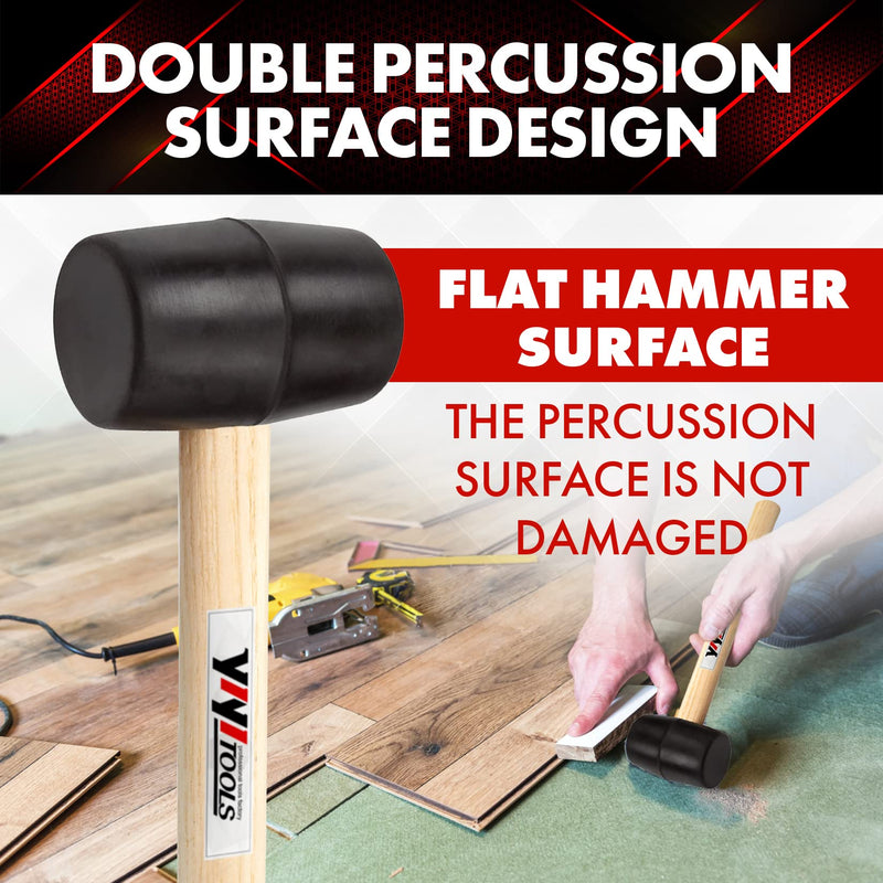 YY-2-005 Rubber Mallet Hammer With Wood Handle–8-oz, black 8oz
