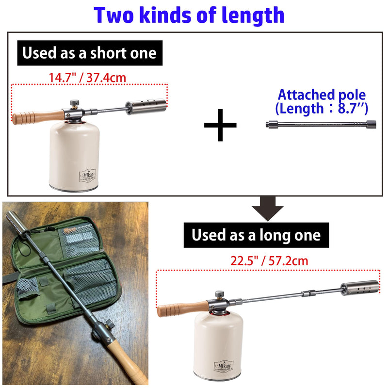 CAMPINGMOON Camping Grill Torch Dual Fuel Head Flame Adjustable for Charcoal Starter with Storage Case MT-3955/I-1010 (Propane + Isobutane) Propane + Isobutane