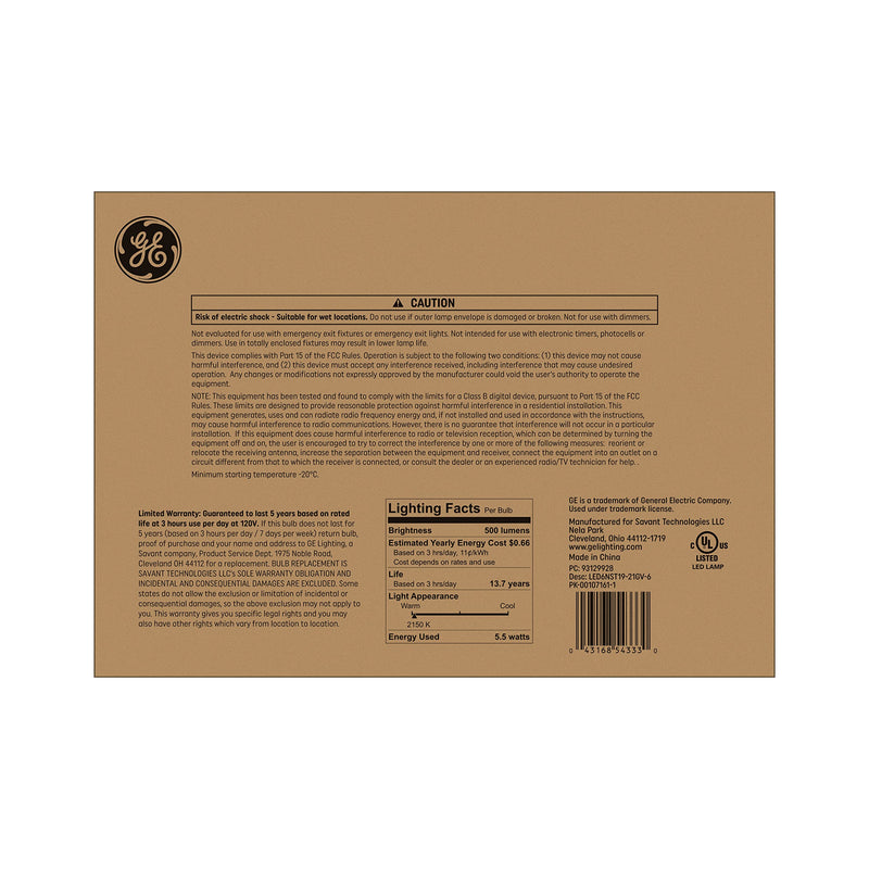 GE Vintage Style LED Light Bulbs, 60 Watt, Amber Finish, ST19 Edison Style Bulbs (6 Pack) 25 Watt 1 Count (Pack of 1)
