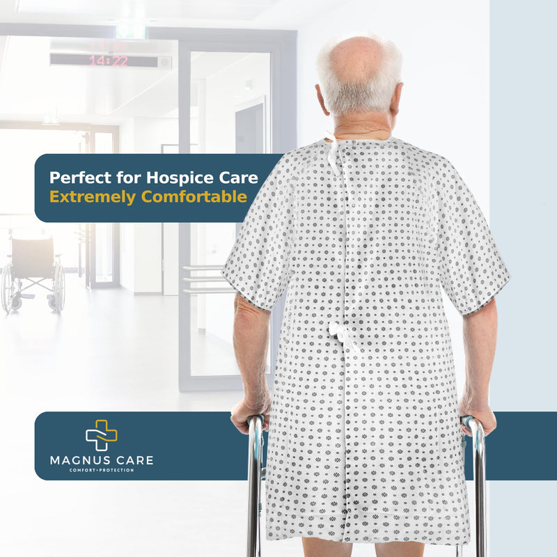 Hospital Gown for Woman & Men, Cotton Blend Fashionable Unisex Patient Gowns, Back Tie, Soft and Comfortable Fits Sizes up to 2XL - 1 Pack