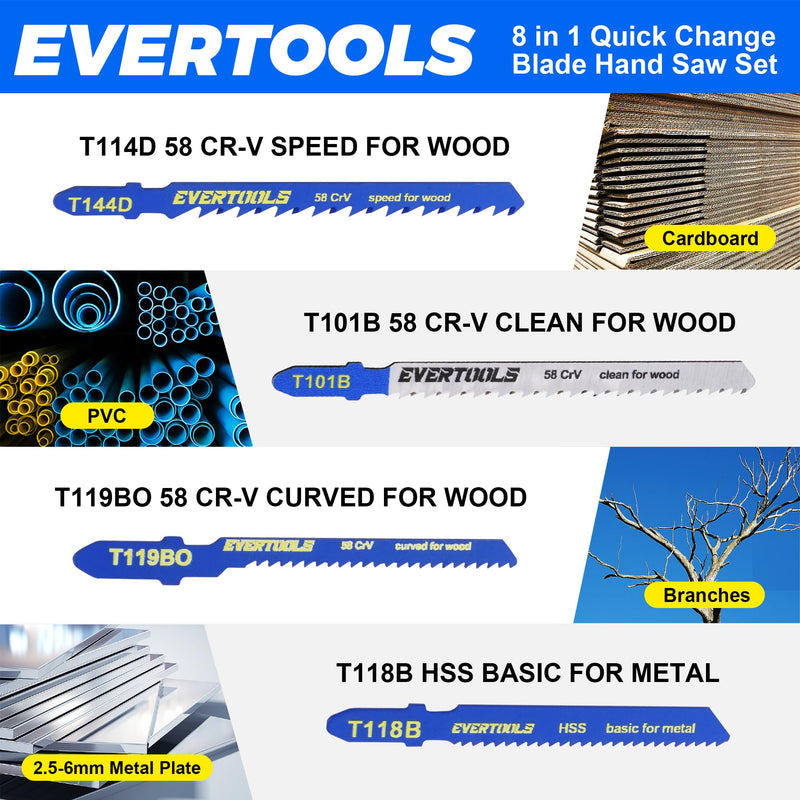 8-In-1 Multi Blades Hand Saw, Mini Blade Quick Change Mechanism, Drywall Cutter Saw, for Cutting Drywall, Sheetrock, Wood, Metal, Plastic, Plywood.
