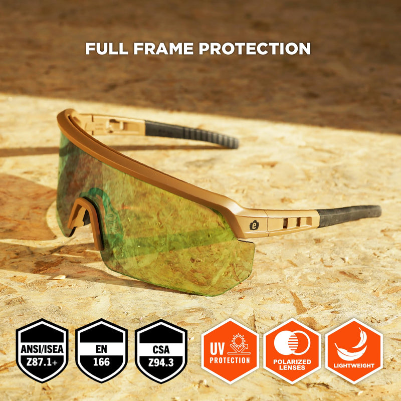 Ergodyne Skullerz AEGIR Safety Sunglasses, High Contrast Color Enhancing Mirrored Lenses, ANSI z87.1 High Contrast Yellow Mirror Lens