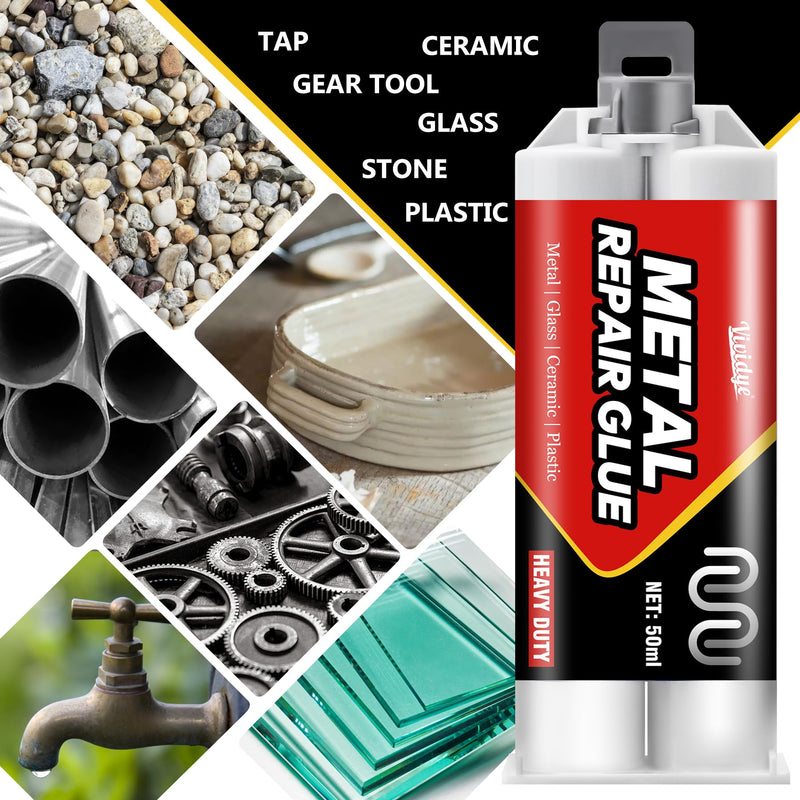 Metal Glue 100ml, High Strength Metal Epoxy Glue for Welding Stainless Steel, Galvanized Steel, Aluminum Alloy, Copper, Glass, Ceramic and DIY Craft, Sturdy, Heat-Resistant Liquid Metal Glue