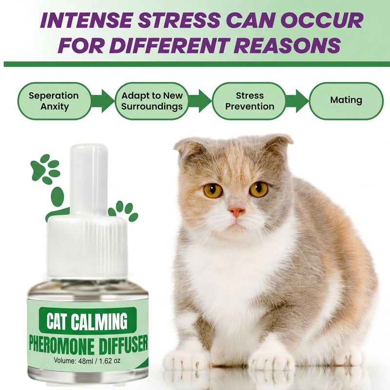Cat Calming Diffuser Kit with (3 Pack) 48ml Refills Pheromone Diffuser for Cats Anxiety & Stress Relief, Calming Diffuser for Cats to Reduce Fighting & Scratching Cat Pheromone Diffuser