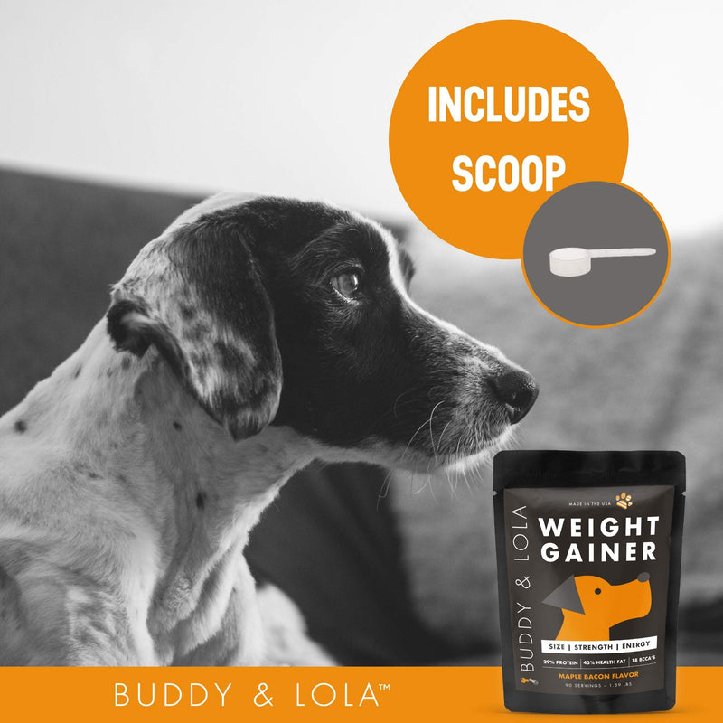 Buddy & Lola Dog Weight Gainer - Dog Supplement for Weight Gain - Dog Protien Powder for Max Muscle Builder, High Calorie Supplement for All Dogs & Breeds inc Bully. Pro Food Topper - Made in The USA - PawsPlanet Australia