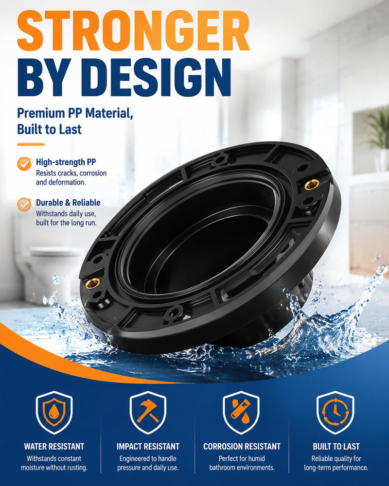Jamini Toilet Flange Kit with 1.57in Wax Ring – Fix Leaks and Provide Strong Support, Replace Damaged Flanges, Compatible with 3" & 4" Drain Pipes, Perfect for Floor-Level or Below-Floor Drains Yellow ExtraThick