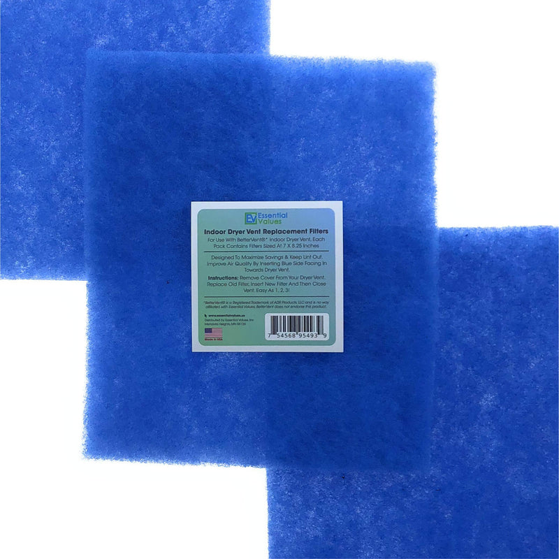 Essential Values 24-Pack Compatible Filters for Bettervent Indoor Dryer Vent – 120 Loads 24 Pack