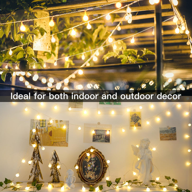 suddus String Lights for Bedroom, 33ft 100 Led Connectable Globe String Lights Indoor, Hanging Fairy Lights Plug in with Remote for Kids Room Dorm Classroom Outdoor Christmas Tree Decor, Warm White 100 LED CONNECTABLE - PLUG