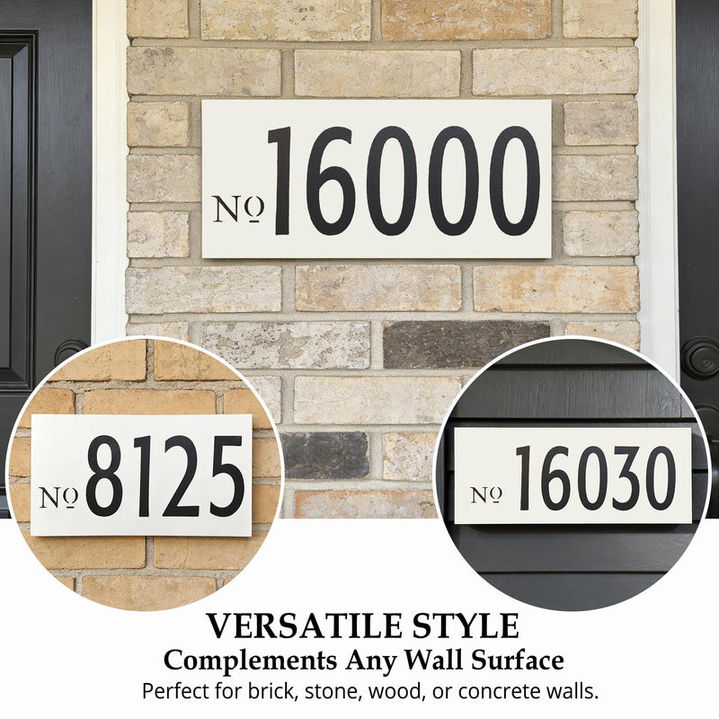 15.8" x 5.9" Aluminum Address Sign, Includes 4 Inch 0-8 Number Stickers & Mounting Screws, Wall Mounted House Address Plaque for 4-5 Digits