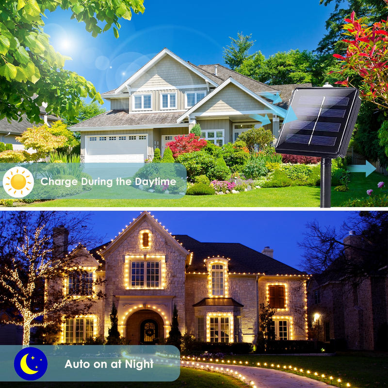 Extra-Long 144FT Solar String Lights for Outside, 2 Pack 400LED Solar Fairy Lights Outdoor, Waterproof Copper Wire with 8 Modes Twinkle Lights for Tree Garden Party Xmas Wedding Decor (Warm White) Warm White 2 Pack-400LED