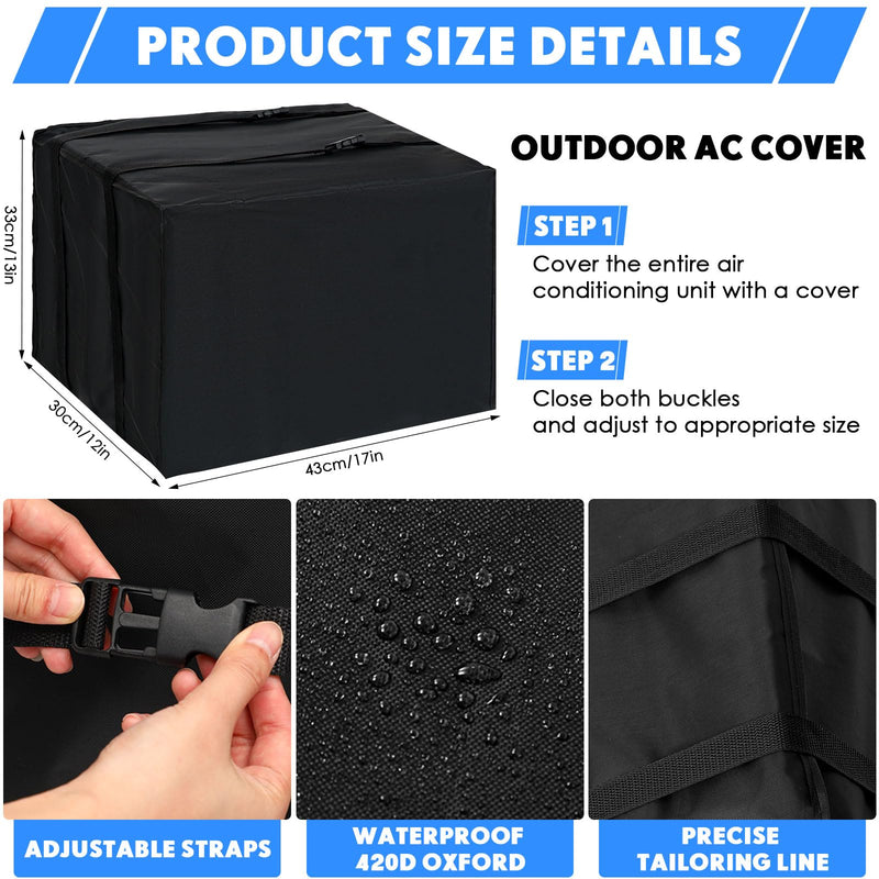 2 Pcs Window AC Cover, White&black, Inside 17"x14", Outside 17"x12" Inside 17"x14", Outside 17"x12"