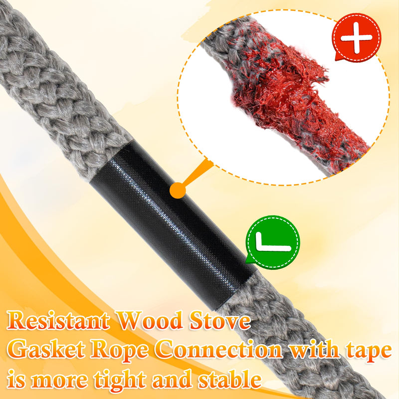 Wood Stove Gasket,1" x 98" Wood Stove Door Gasket Rope Kit Self Adhesive Stove Flat Gasket for Stove or Fireplace Doors Wood Stove Flat Gasket Tape Replacement