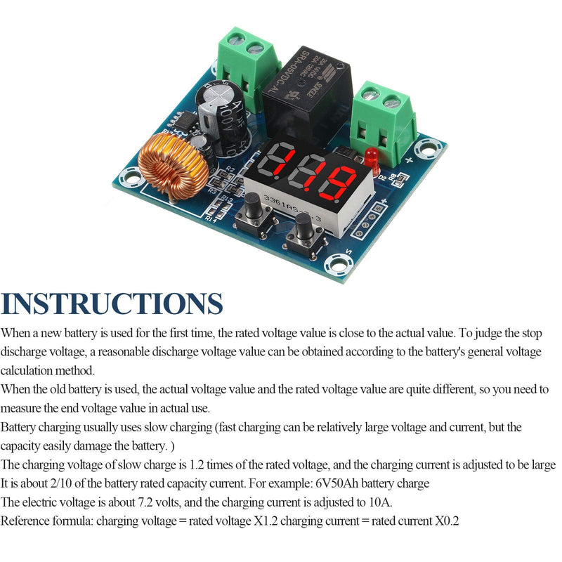 Weewooday DC 12V-36V Voltage Protection Module Digital Low Voltage Protector Disconnect Switch Over Discharge Protection Module Output 6-60V, Low Power Disconnection (2 Pieces) 2