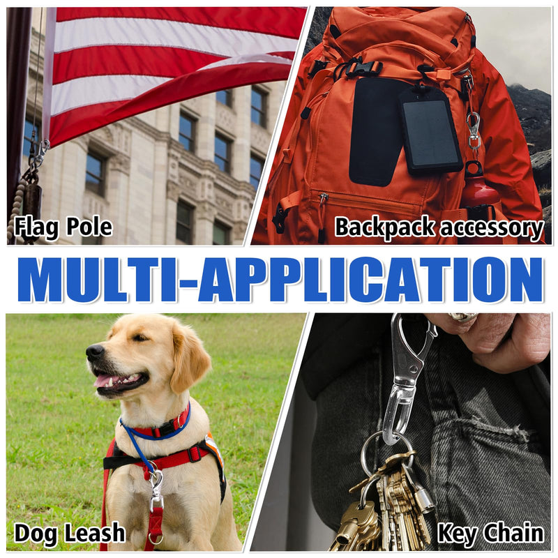 KINLINK 304 Stainless Steel Swivel Snap Hooks, 2 Pack 3.5 Inch Flag Pole Clips, Heavy Duty Spring Snap Hooks for Flagpole Rope, Dog Leash, Keychain, Boat Anchor Rope, Bird Feeder 1#3.5
